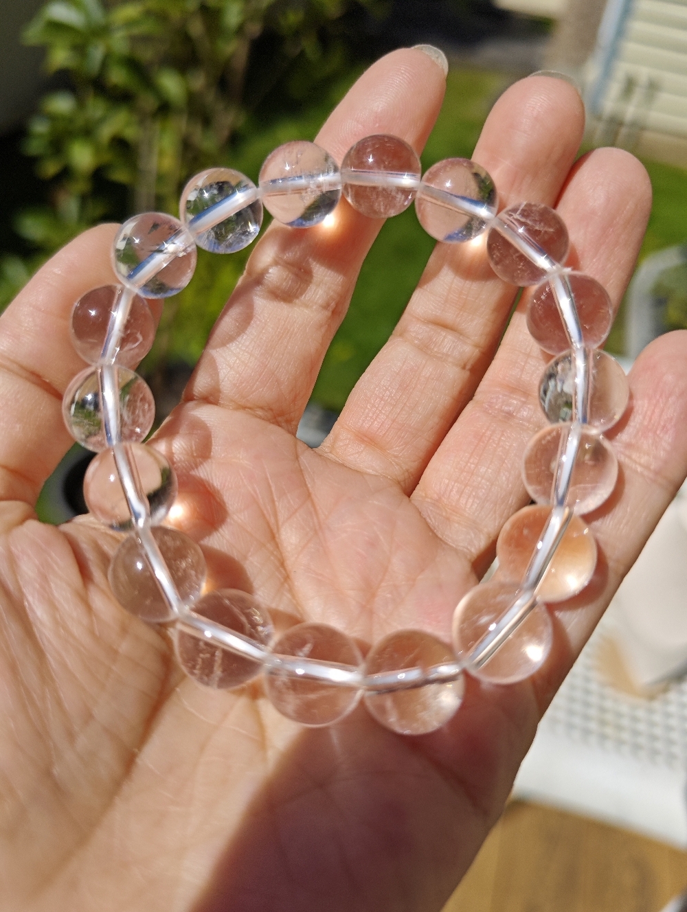 Clear White Crystal Bead Stretch Bracelet - Minimal Women's Jewelry